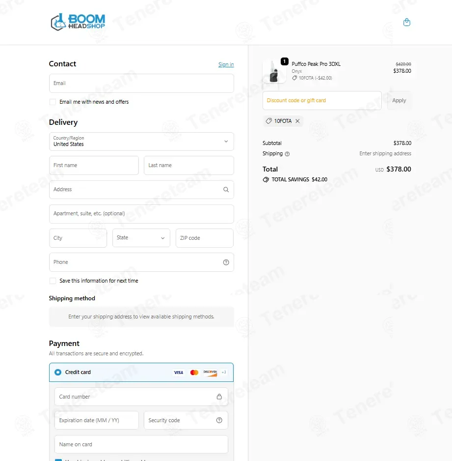 Boom Head Shop coupon code: 10% off with 10FOTA. Tested and valid as 1 month ago.
