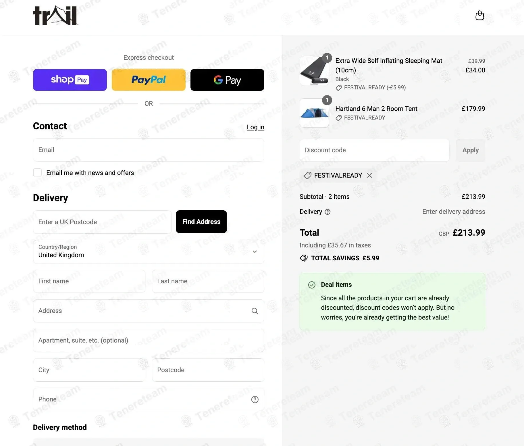 Trail Outdoor Leisure coupon code: 15% off with FESTIVALREADY. Tested and valid as 2 months ago.