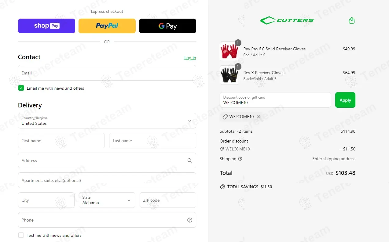 Cutters Sports coupon code: 10% off with WELCOME10. Tested and valid as 1 year ago.