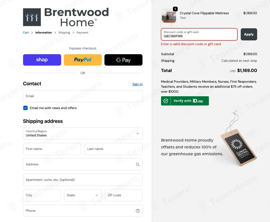 Brentwood Home coupon code: $25 off with G8C9WFM9. Tested and valid as 2 months ago.
