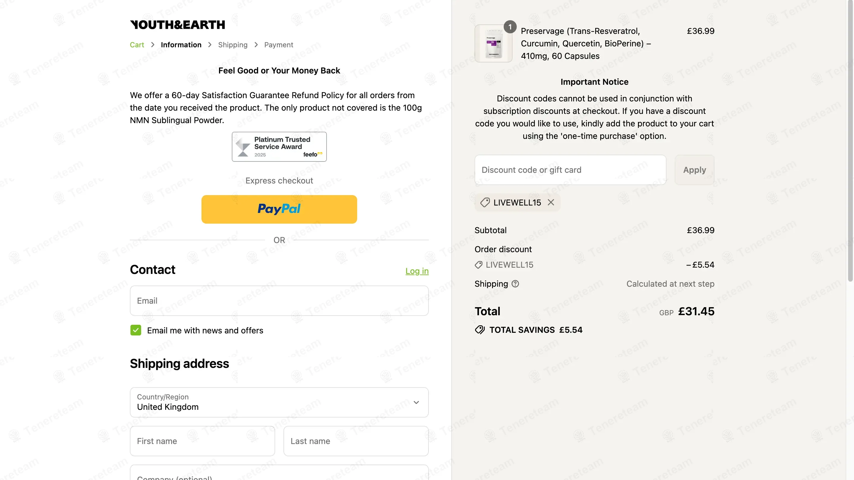 Youth And Earth coupon code: 15% off with LIVEWELL15. Tested and valid as 11 months ago.