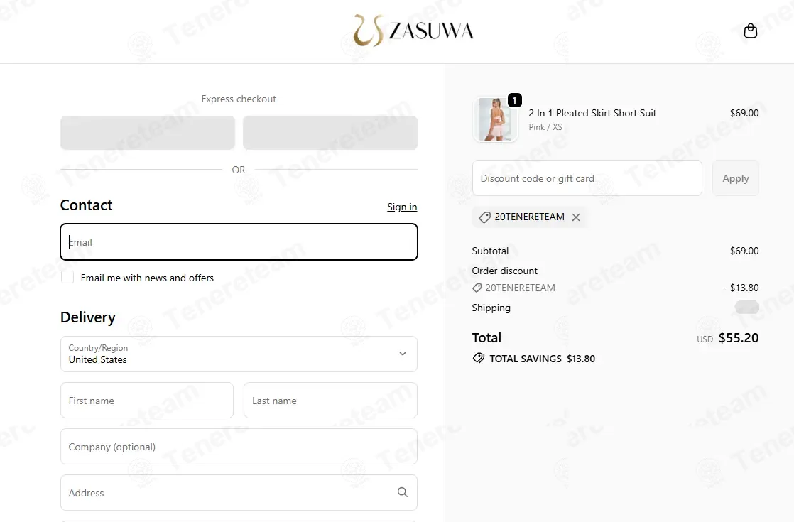 Zauwasportswear coupon code: 20% off with 20TENERETEAM. Tested and valid as 4 days ago.