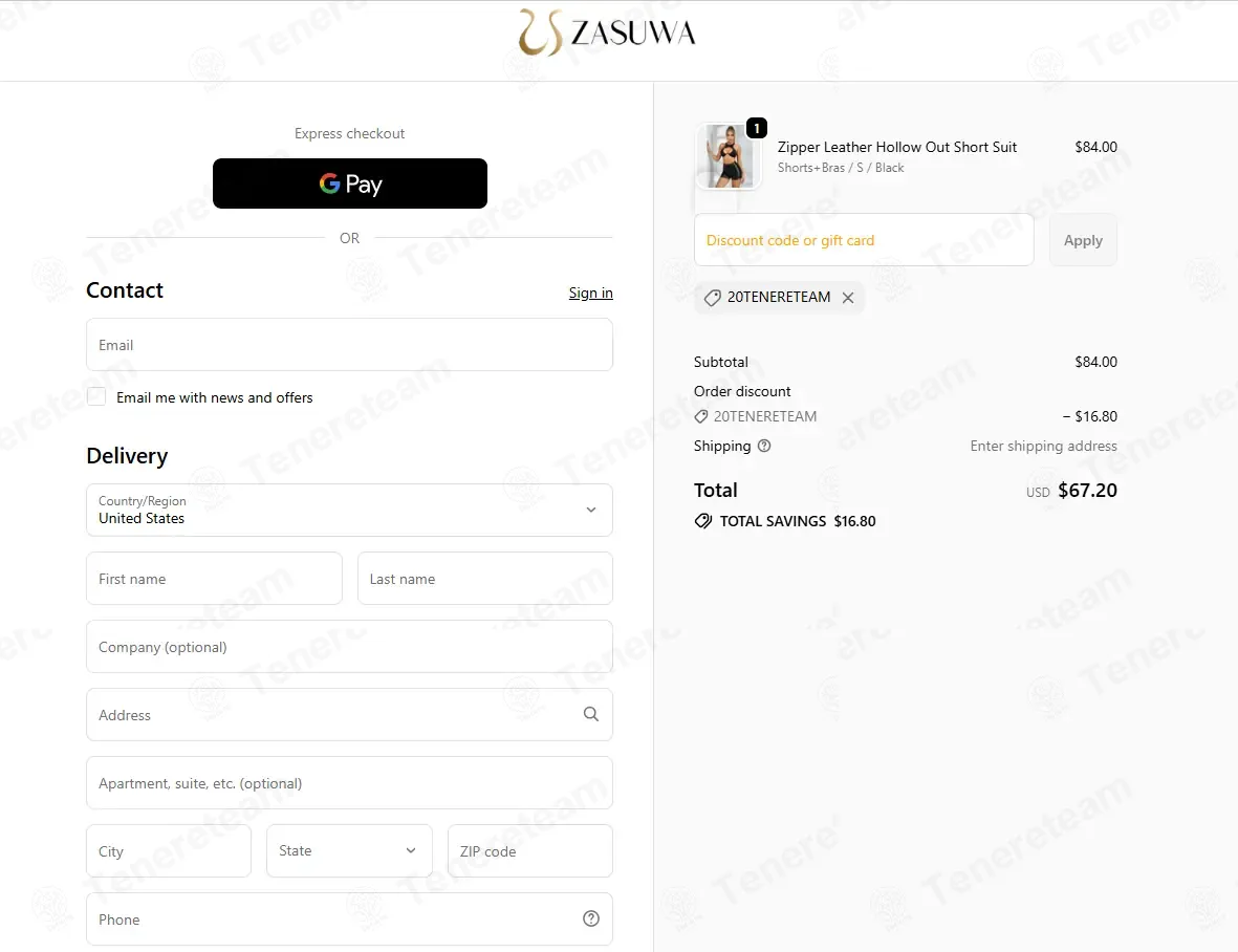 Zauwasportswear coupon code: 20% off with 20TENERETEAM. Tested and valid as 4 days ago.