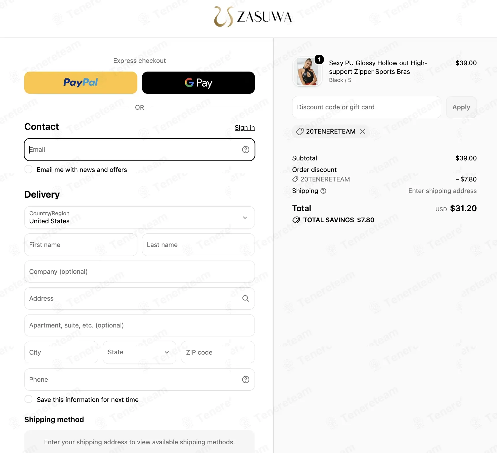 Zauwasportswear coupon code: 20% off with 20TENERETEAM. Tested and valid as 4 days ago.