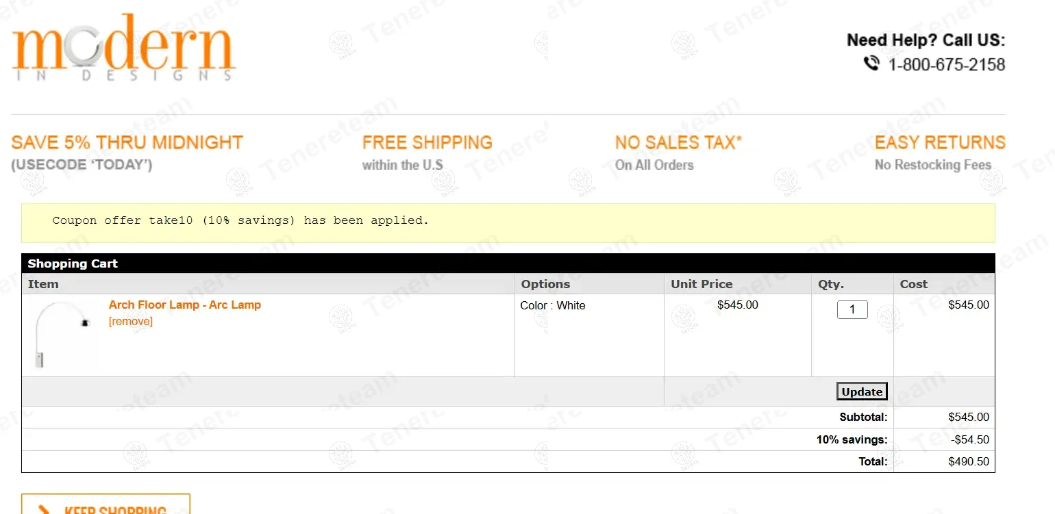 Modern In Designs coupon code: 10% off with TAKE10. Tested and valid as 1 year ago.