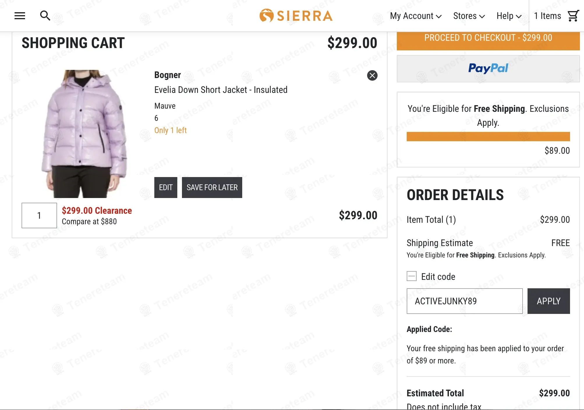 Sierra coupon code: Sale off with ACTIVEJUNKY89. Tested and valid as 1 year ago.