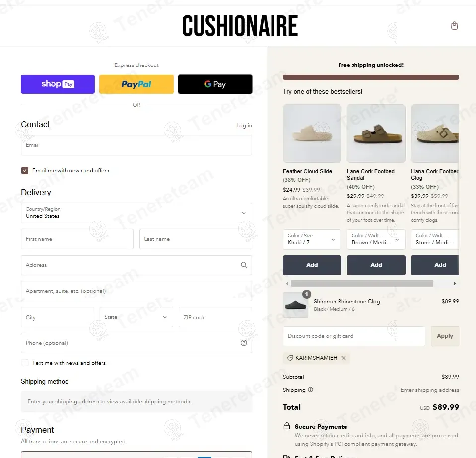 Cushionaire apply coupon code