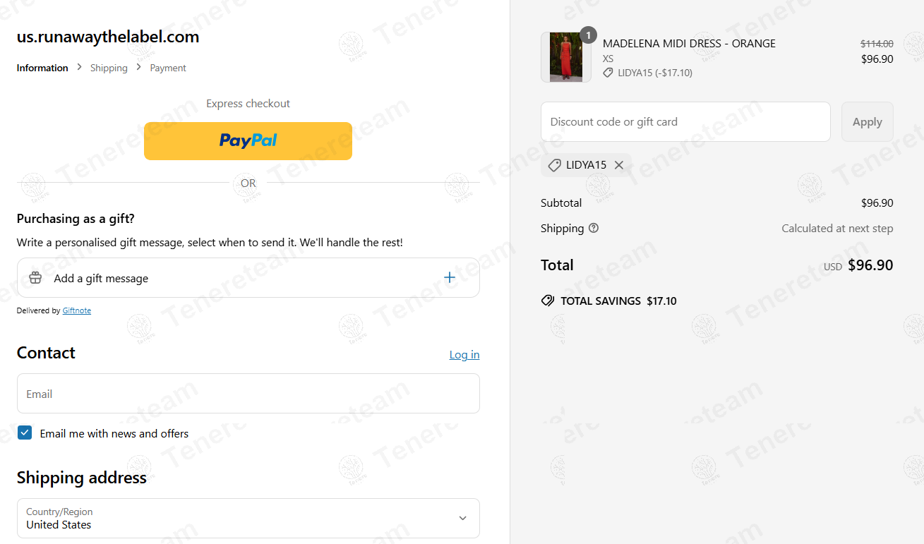 Runaway The Label coupon code: 15% off with LIDYA15. Tested and valid as 9 months ago.