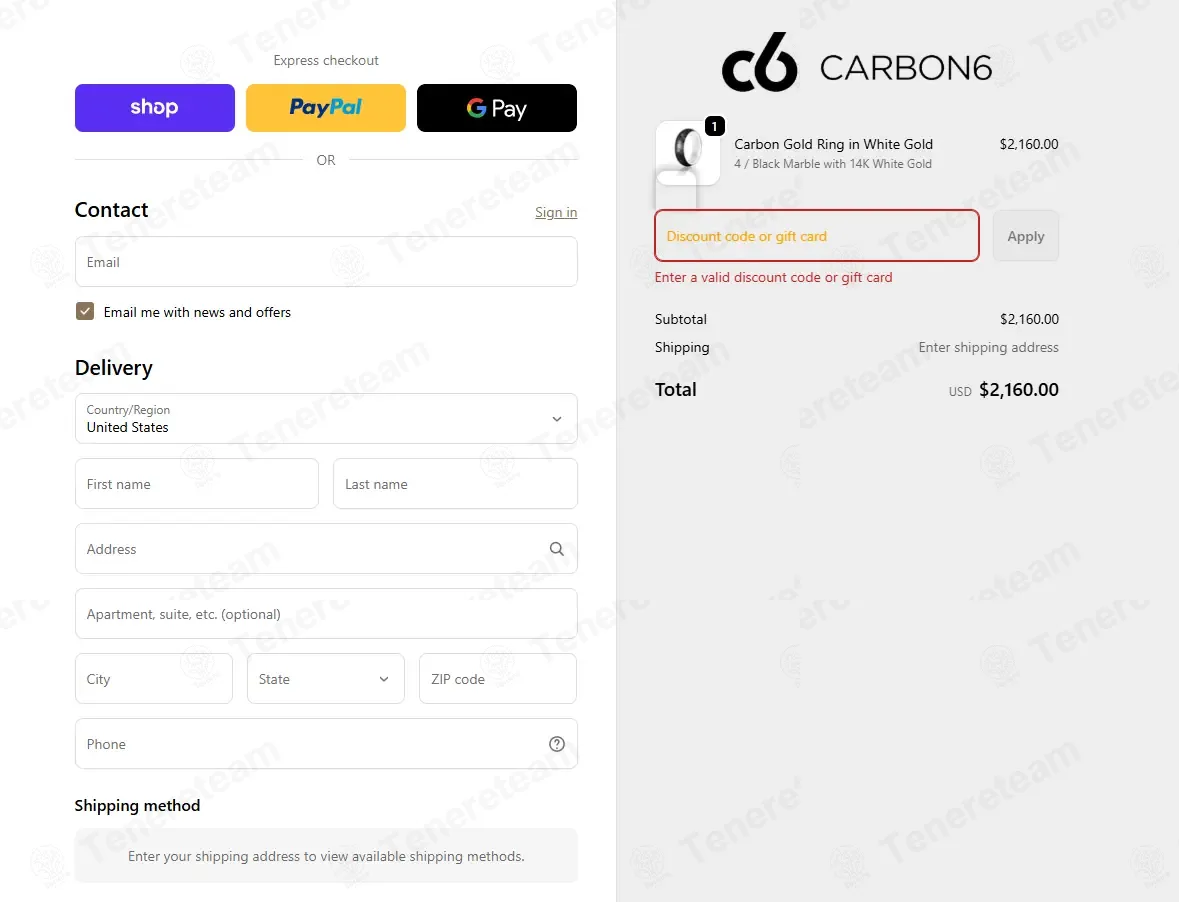 Carbon 6 Rings coupon code: 10% off with THANKS10. Tested and valid as 4 months ago.