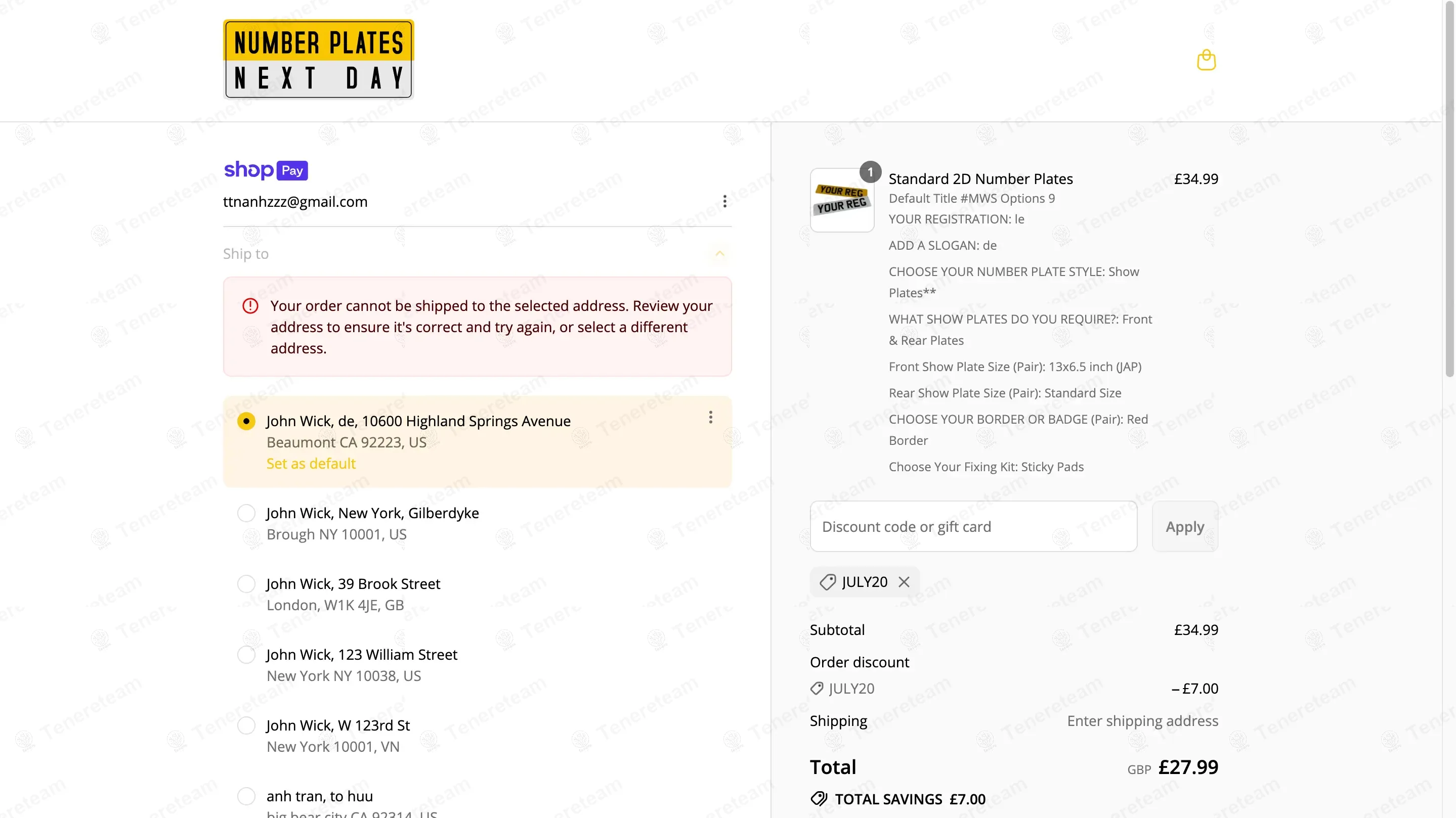 Number Plates Next Day coupon code: 20% off with JULY20. Tested and valid as 11 months ago.