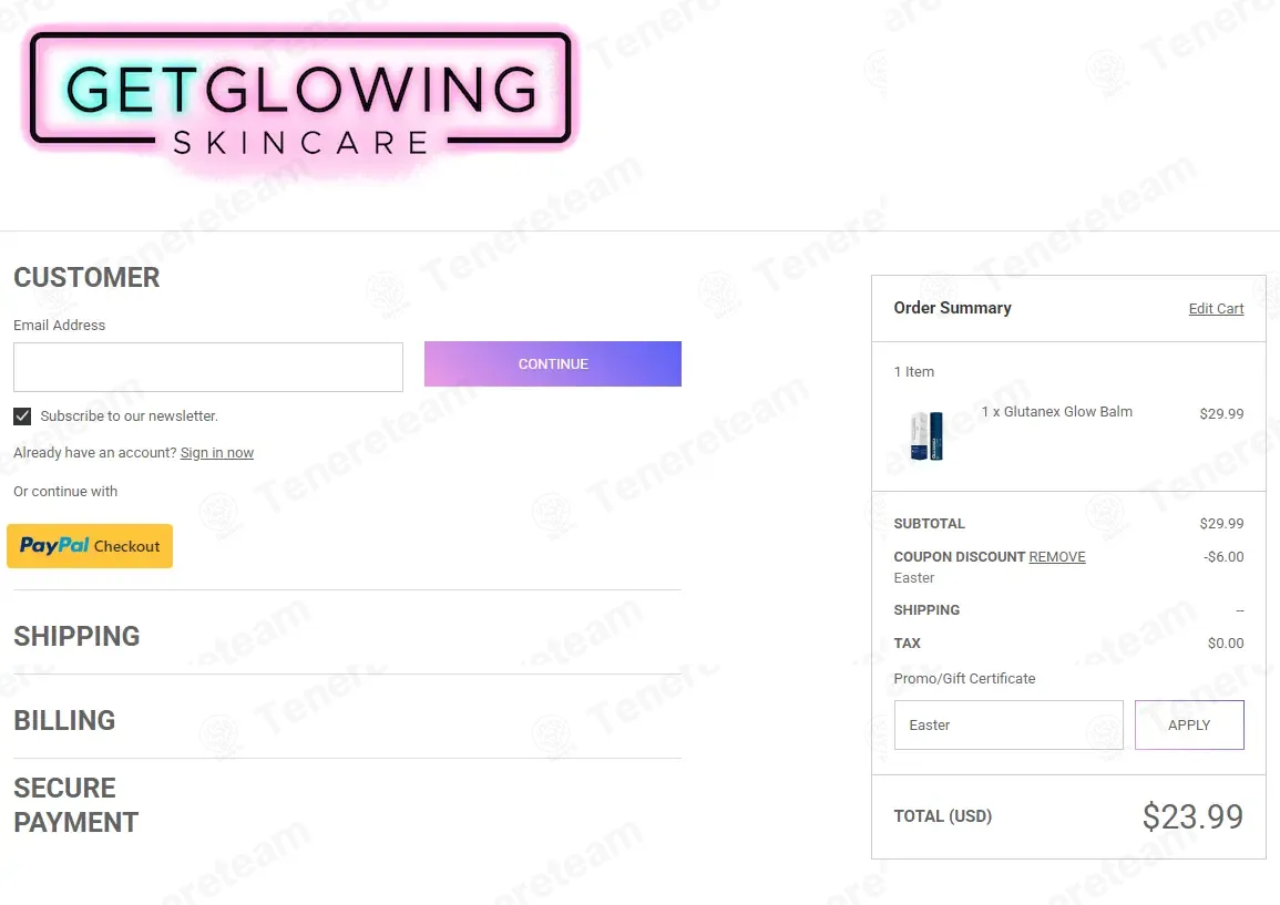 Get Glowing Skin Care coupon code: 20% off with Easter. Tested and valid as 7 months ago.
