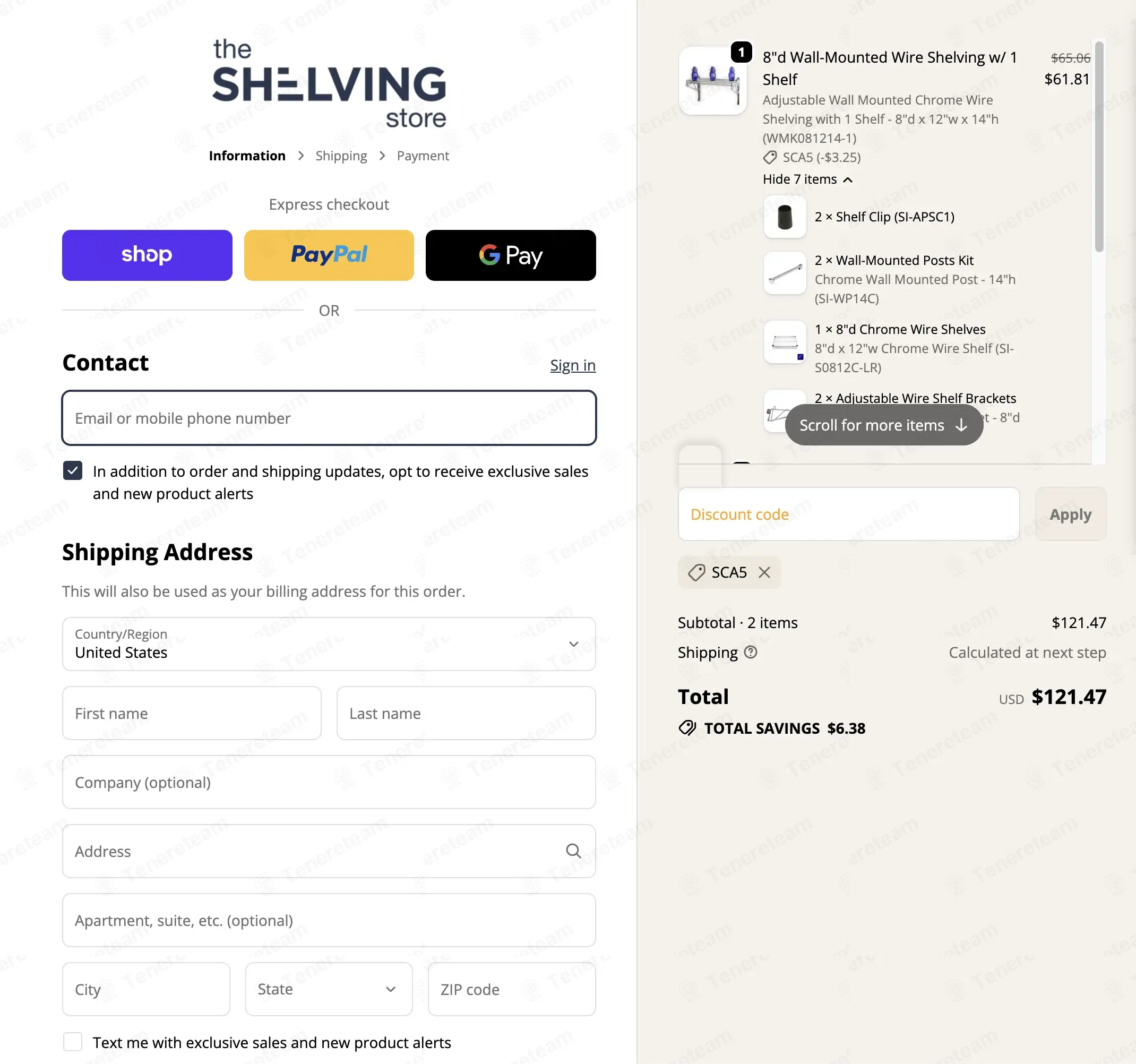 The Shelving Store coupon code: 5% off with SCA5. Tested and valid as 9 months ago.