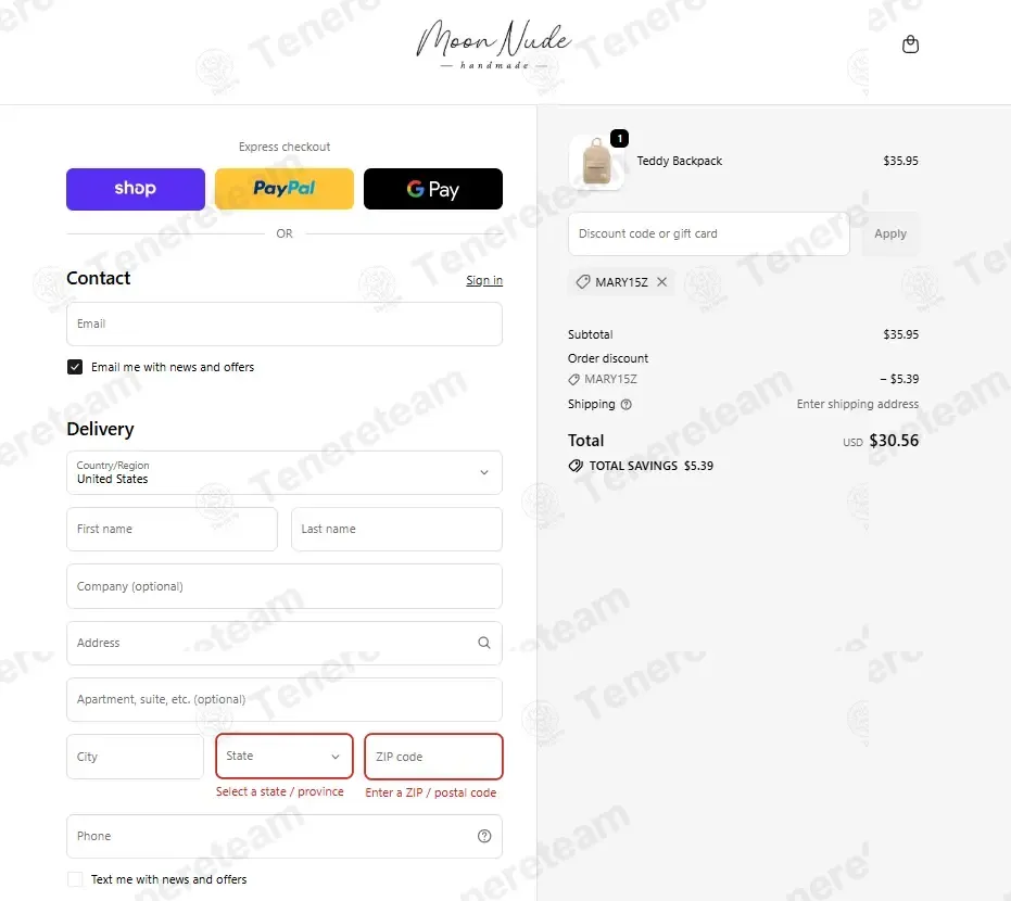 Moon Nude coupon code re-checked and confirmed working at checkout