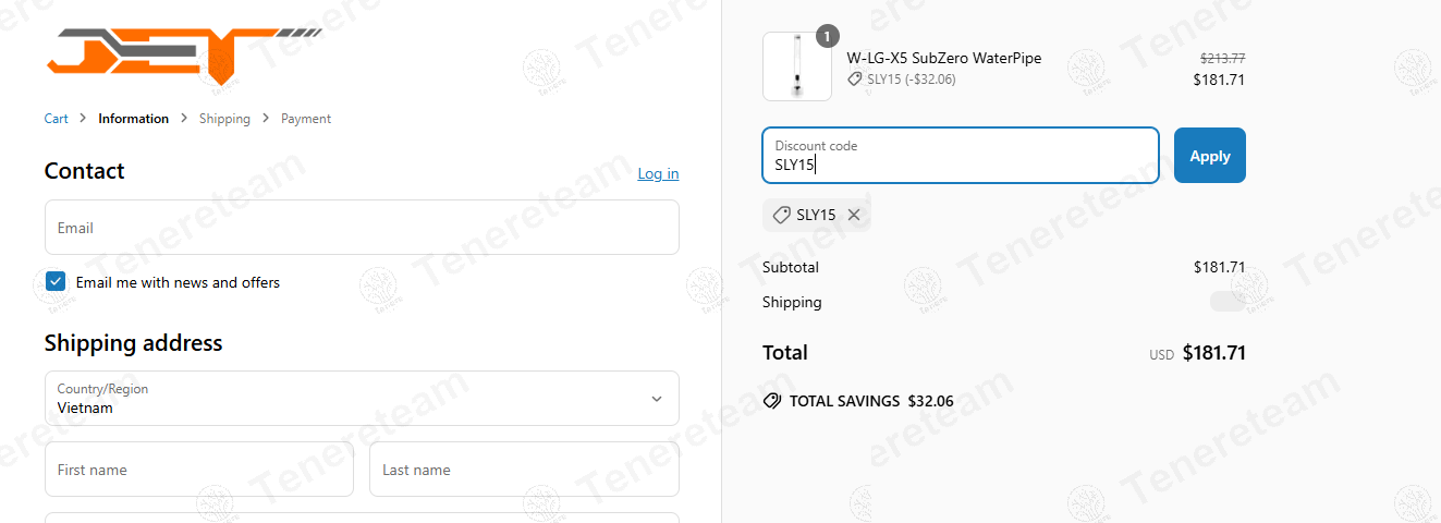 Jet Water Pipes coupon code: 15% off with SLY15. Tested and valid as 1 year ago.