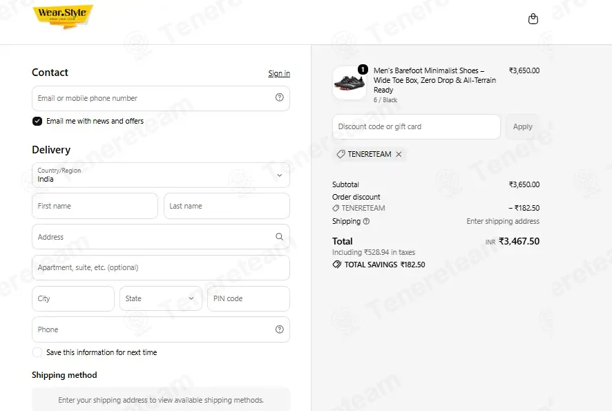 Wear Style coupon code: 5% off with TENERETEAM. Tested and valid as 1 week ago.