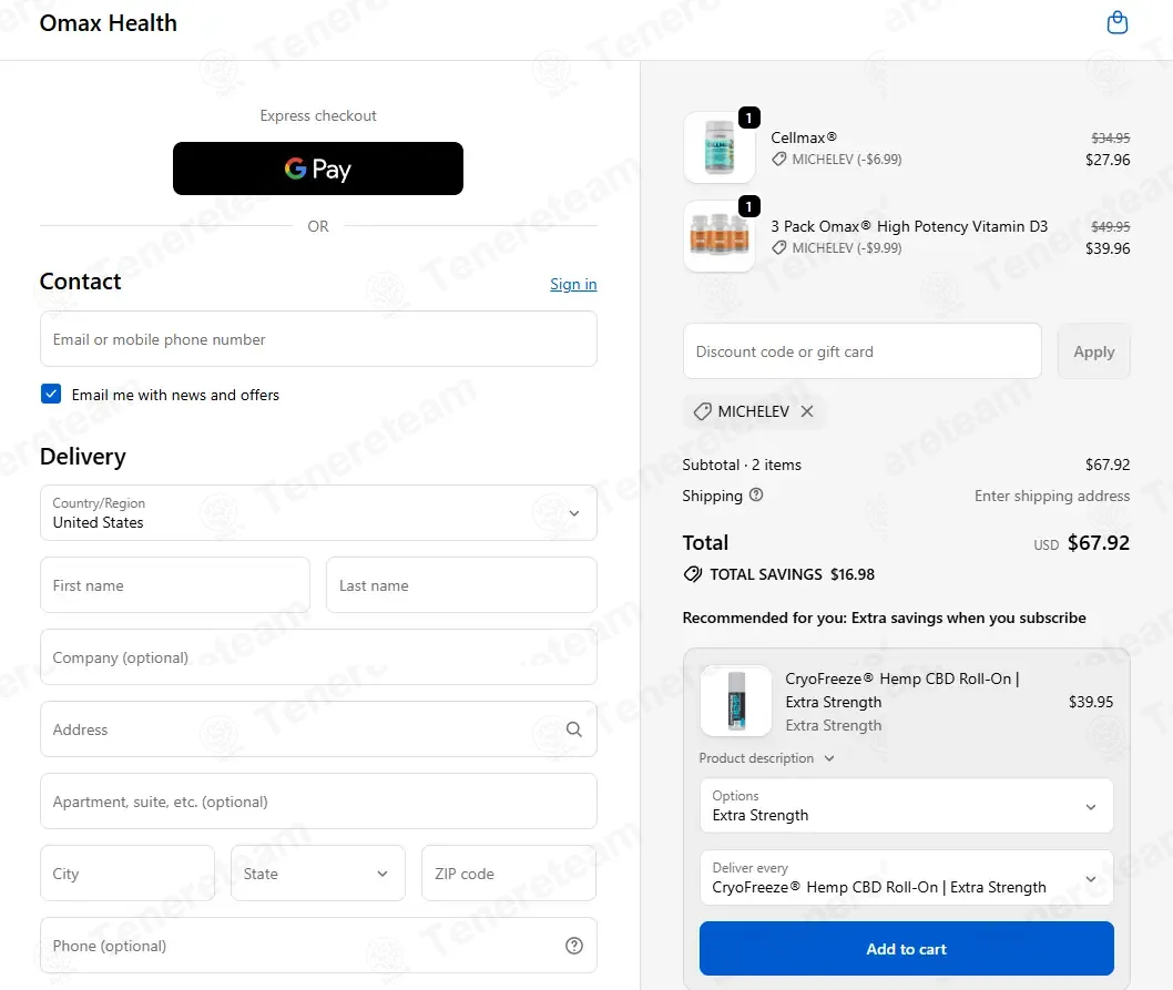 Omax Health coupon code: 20% off with MICHELEV. Tested and valid as 2 months ago.