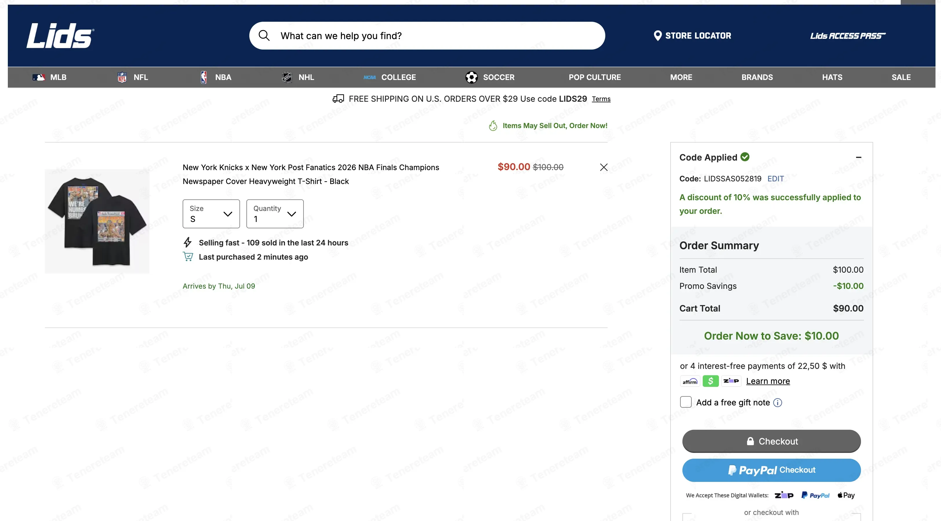 Lids coupon code: 10% off with LIDSSAS052819. Tested and valid as 3 weeks ago.