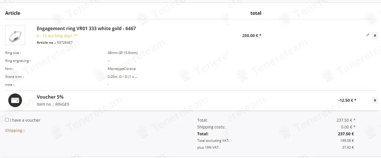 Juwelier Schmuck DE coupon code: 5% off with ringe5. Tested and valid as 1 year ago.