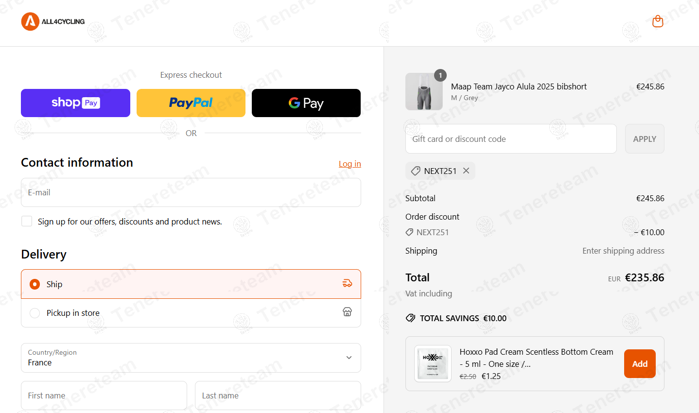 All4cycling coupon code: €10 off with NEXT251. Tested and valid as 1 year ago.
