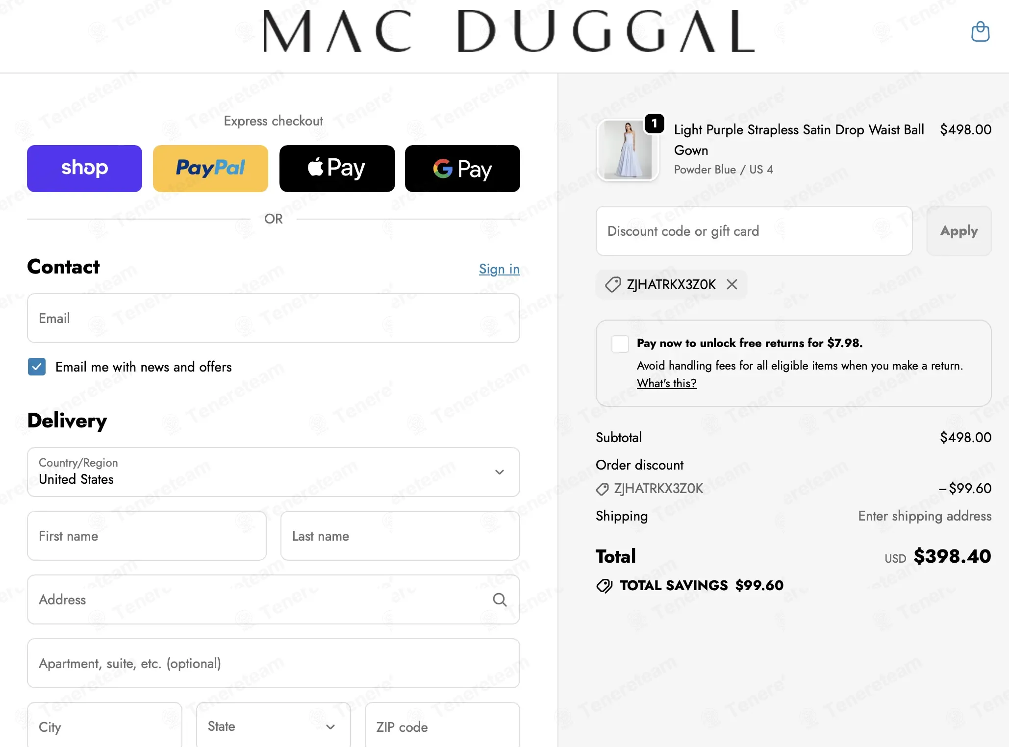 Mac Duggal coupon code: 20% off with ZJHATRKX3Z0K. Tested and valid as 1 month ago.