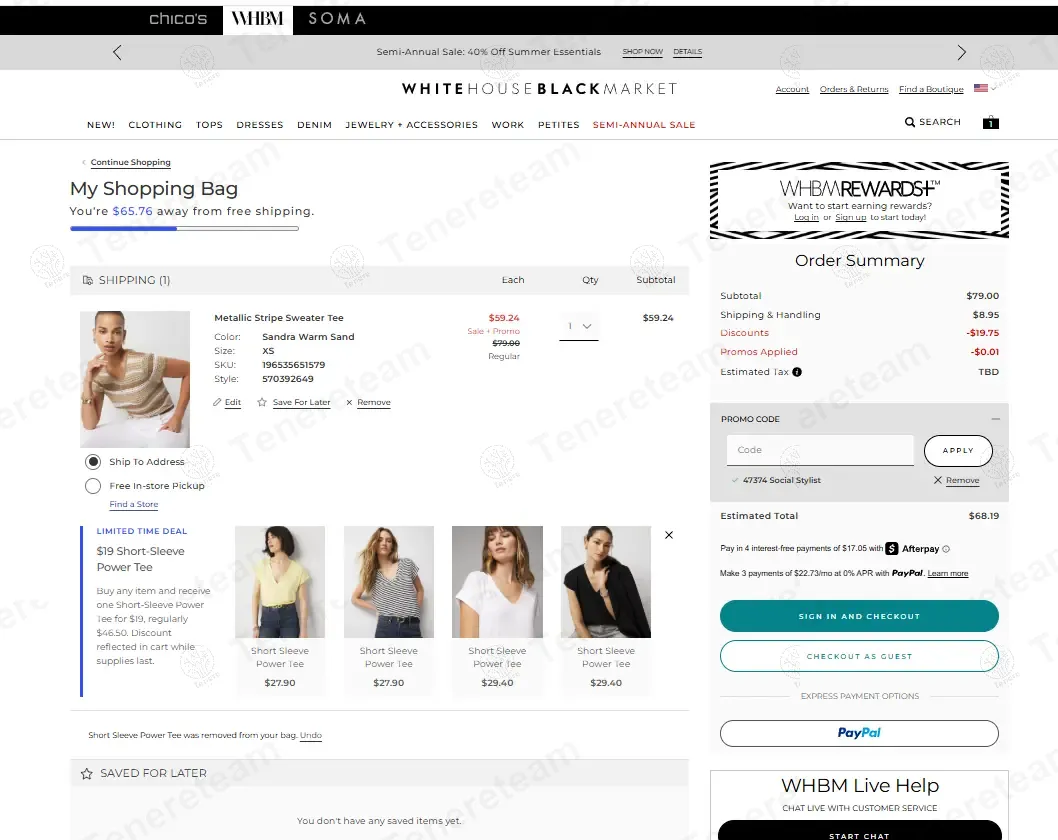 White House Black Market coupon code: 1% off with 47375. Tested and valid as 11 months ago.