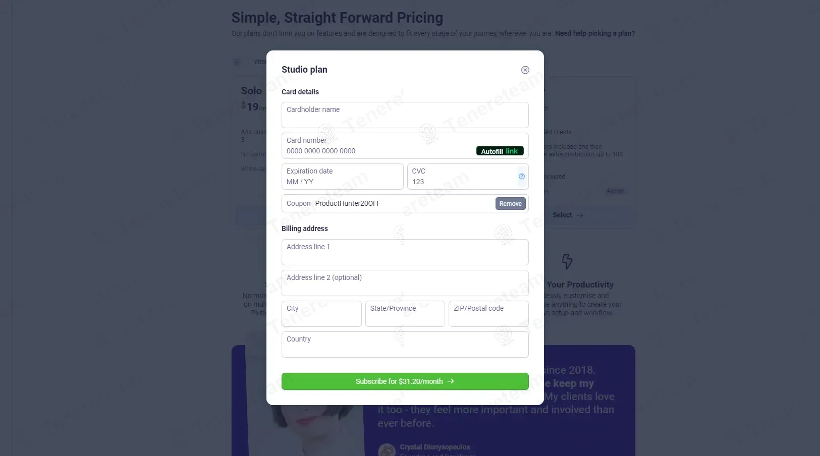 Plutio apply coupon code
