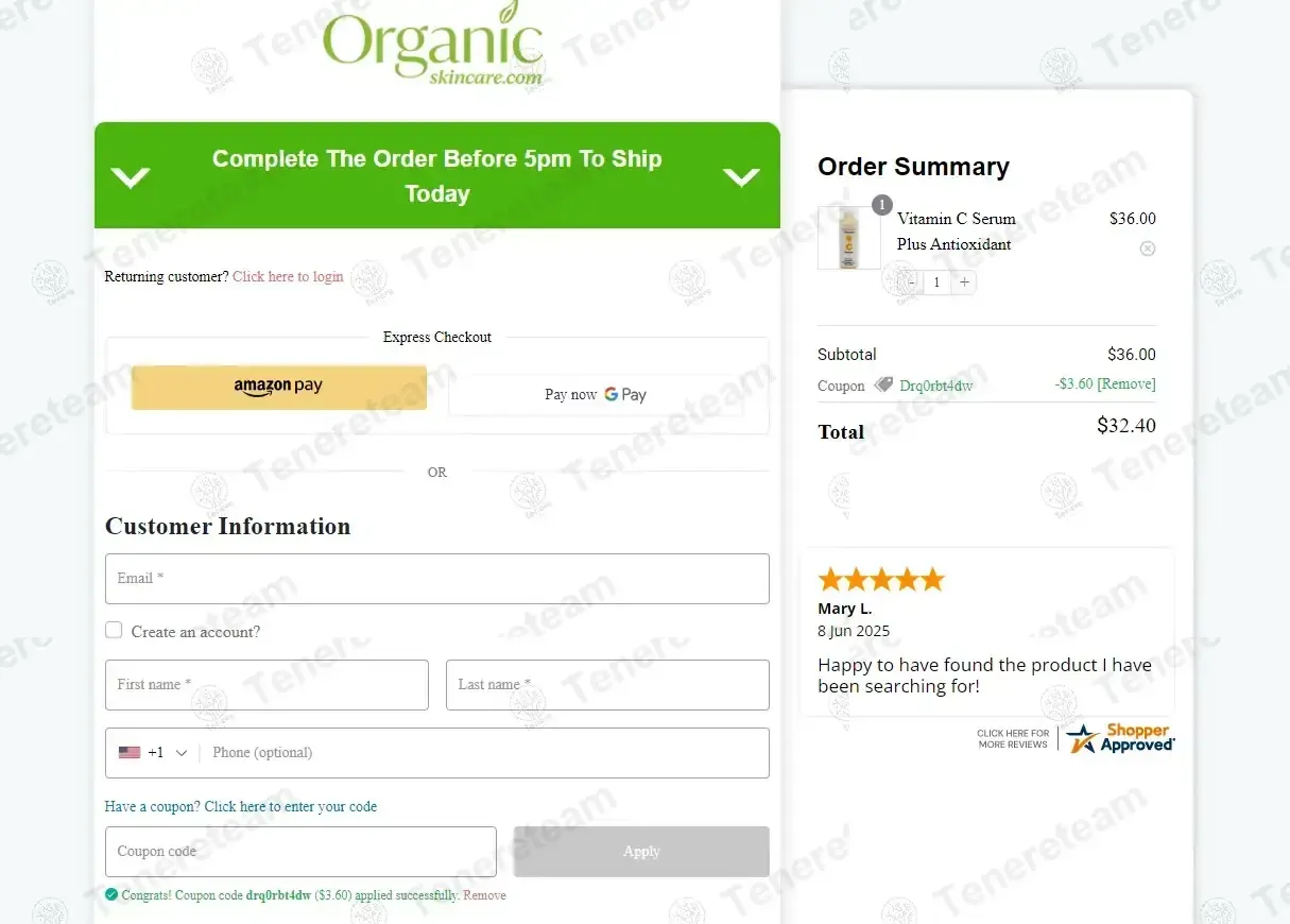 Organic Skin Care coupon code: 10% off with drq0rbt4dw. Tested and valid as 4 days ago.