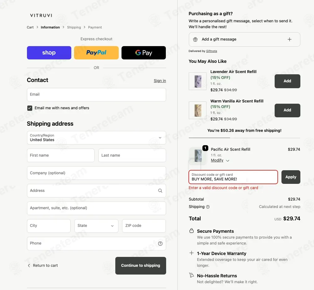 Vitruvi coupon code: 20% off with BUY MORE, SAVE MORE!. Tested and valid as 1 week ago.
