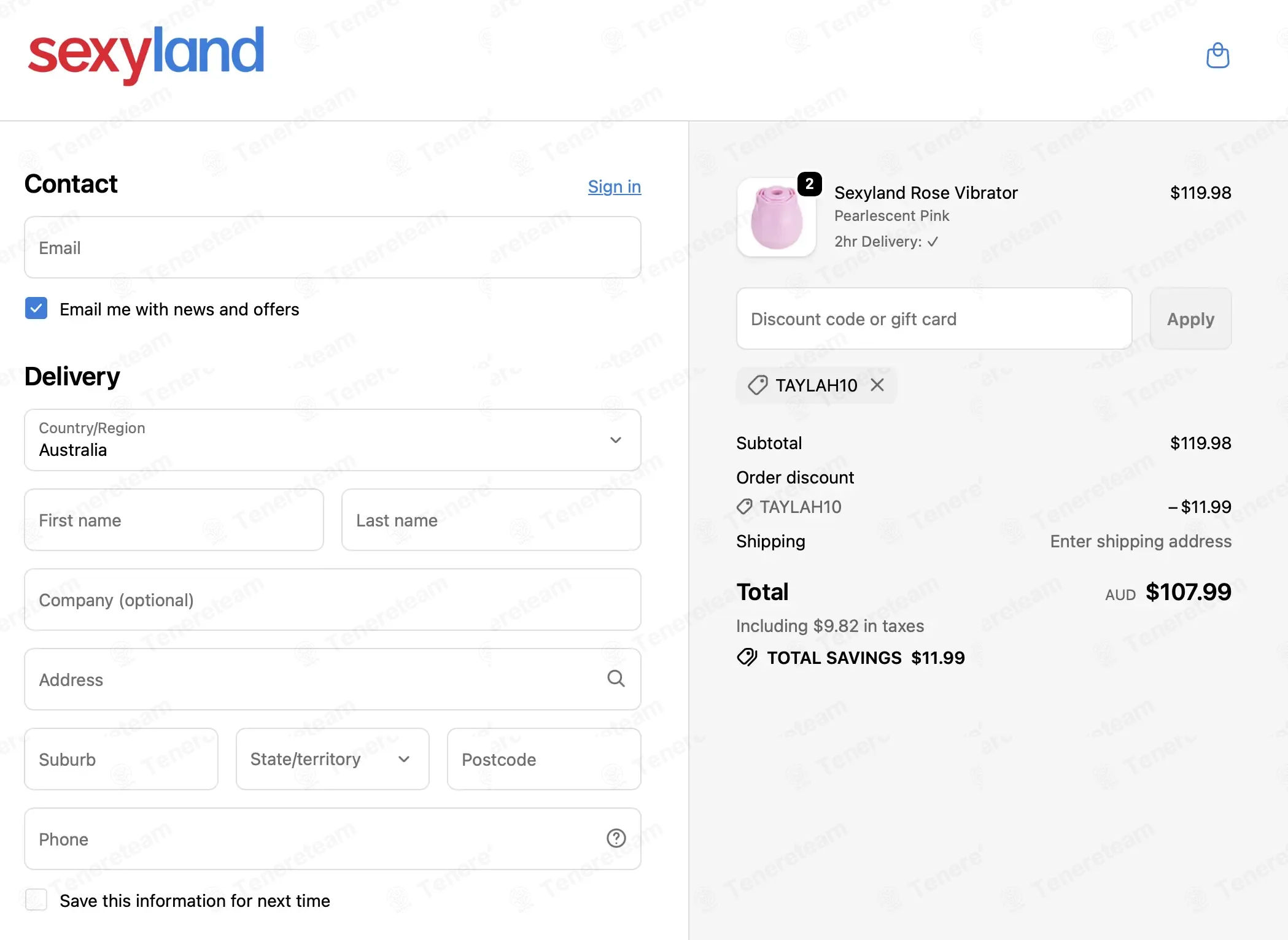 Sexyland coupon code: 10% off with TAYLAH10. Tested and valid as 3 months ago.