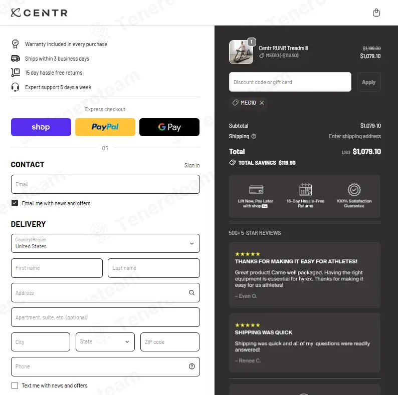 Centr coupon code verified as working at checkout