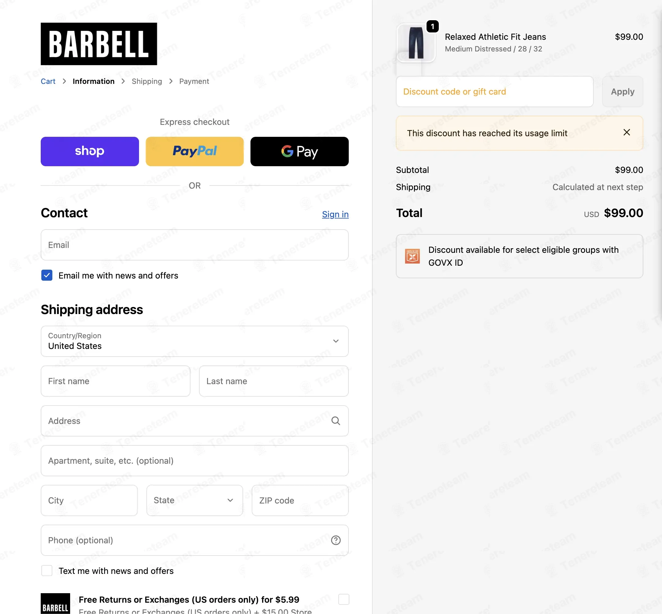 Barbell Apparel coupon code: $20 off with COOPERBEEB30917. Tested and valid as 4 weeks ago.