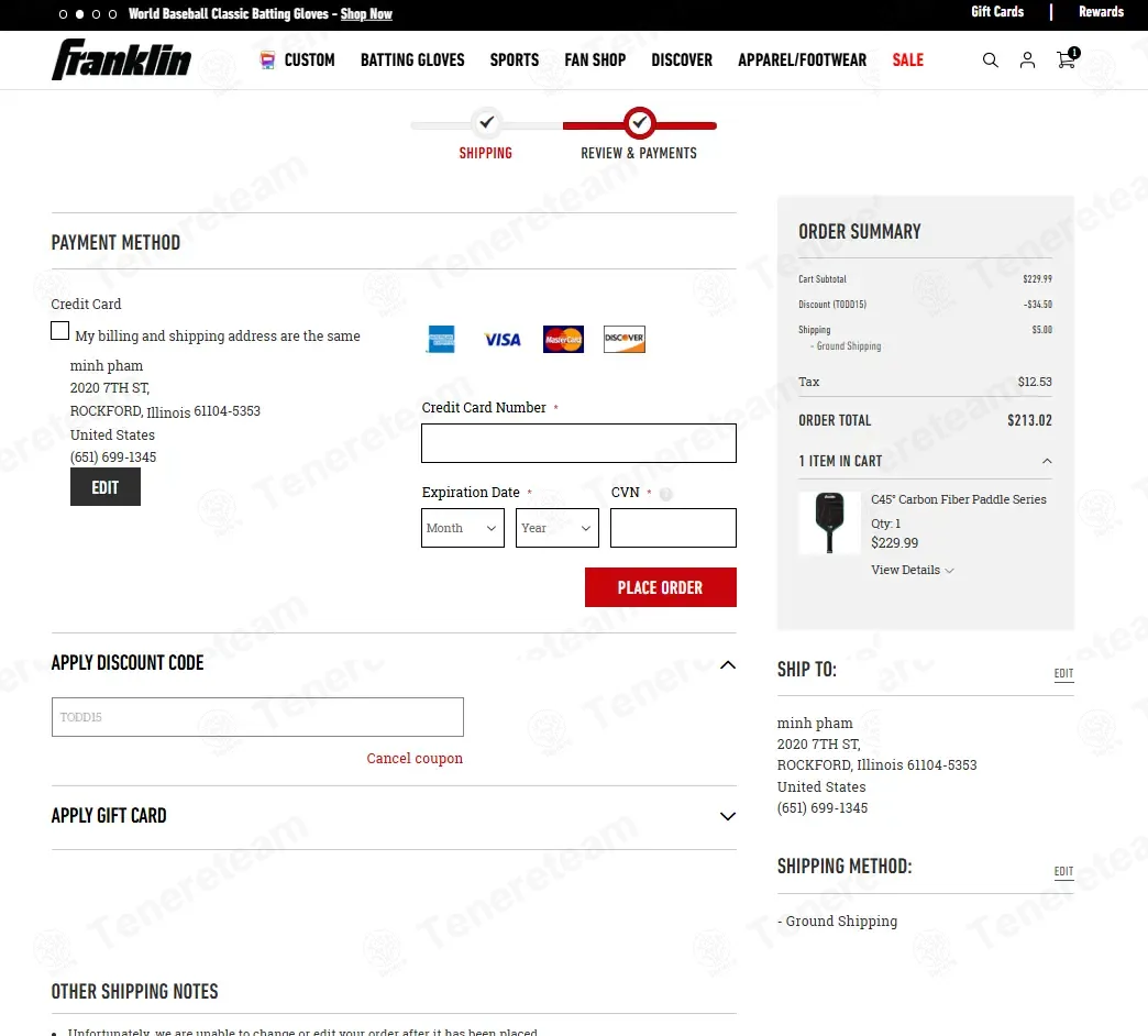 Franklin Sports coupon code: 15% off with TODD15. Tested and valid as 2 months ago.