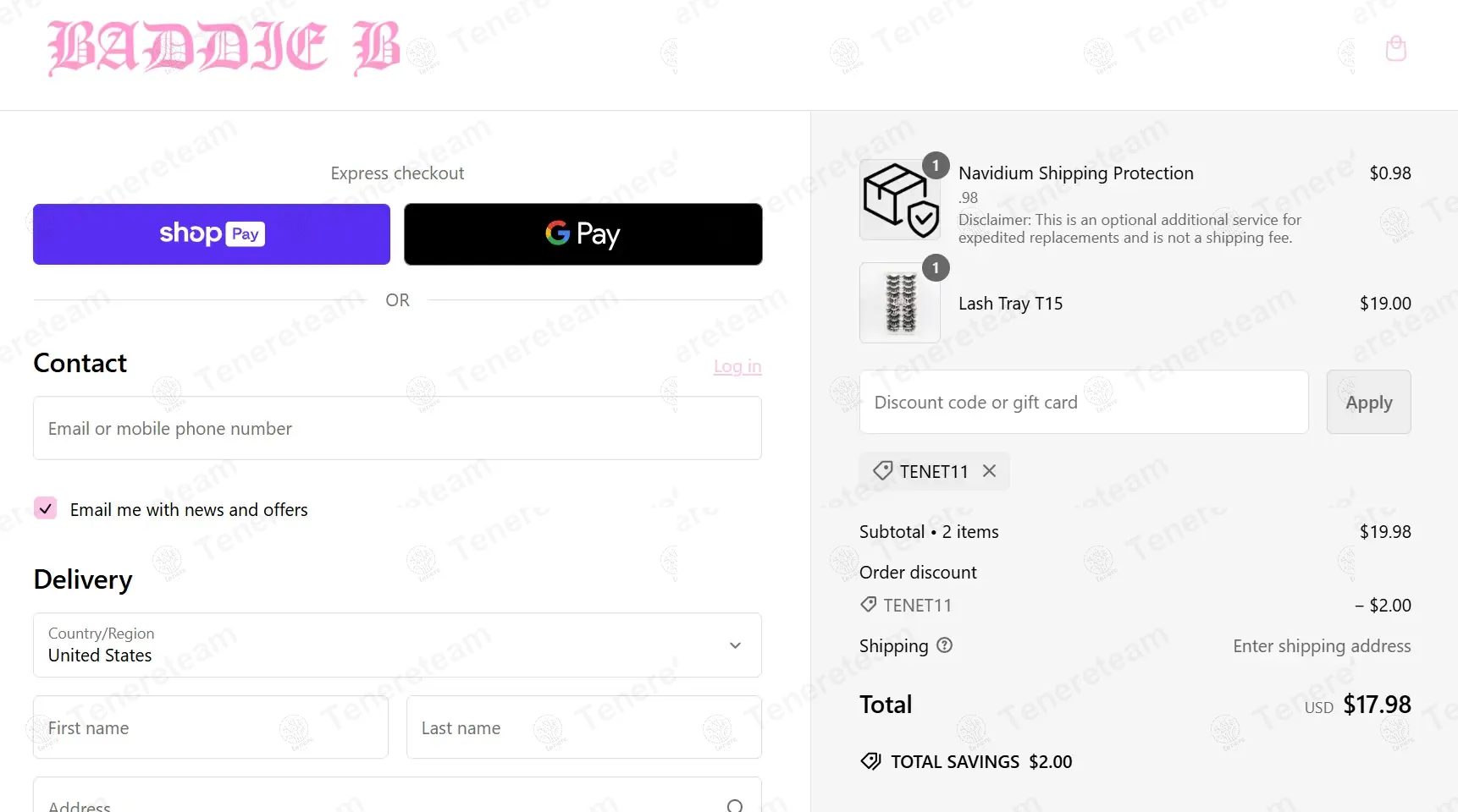 Baddie B Lashes coupon code: 10% off with TENET11. Tested and valid as 1 year ago.