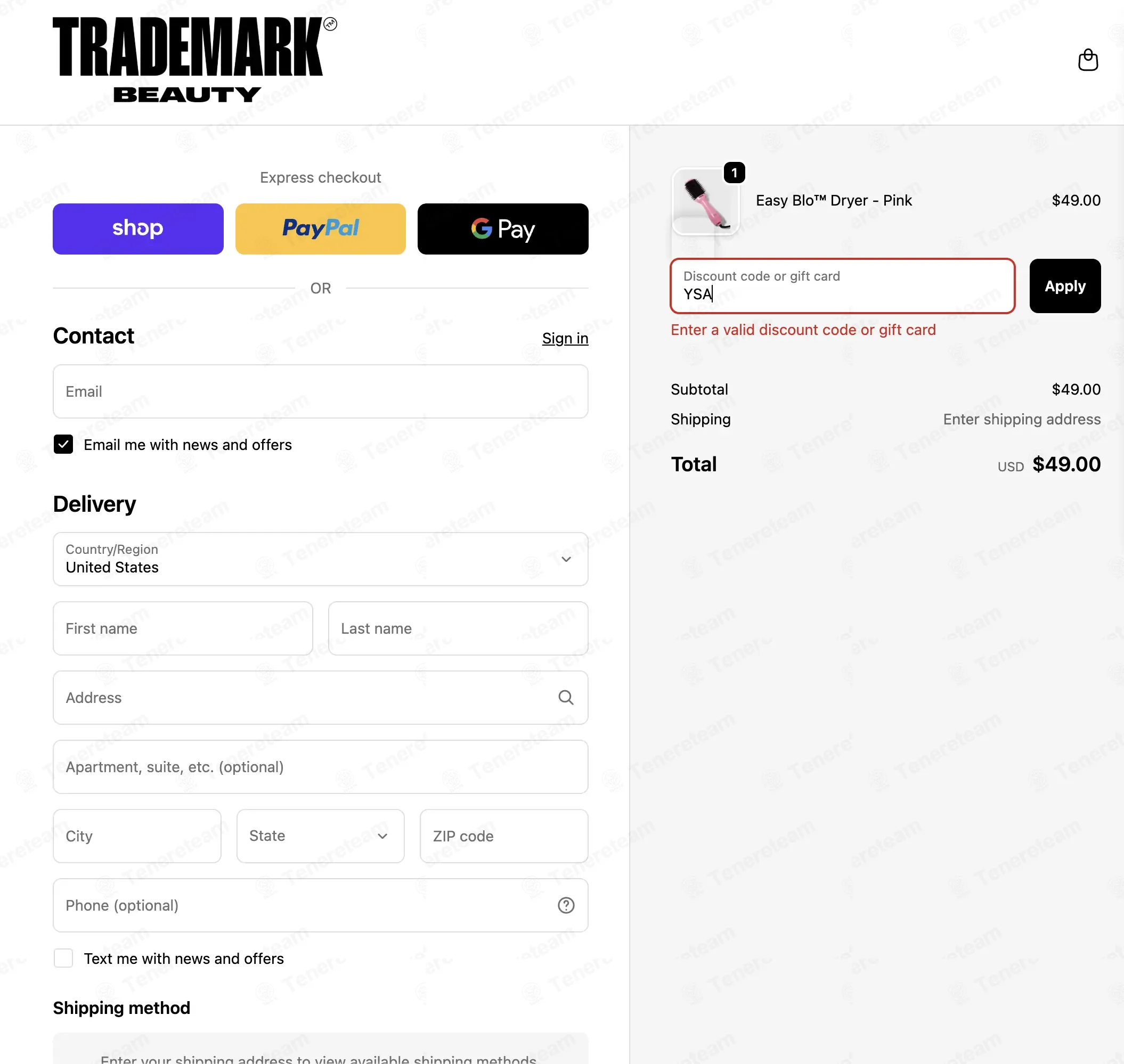 Trademark Beauty coupon code: 10% off with YSA. Tested and valid as 1 month ago.