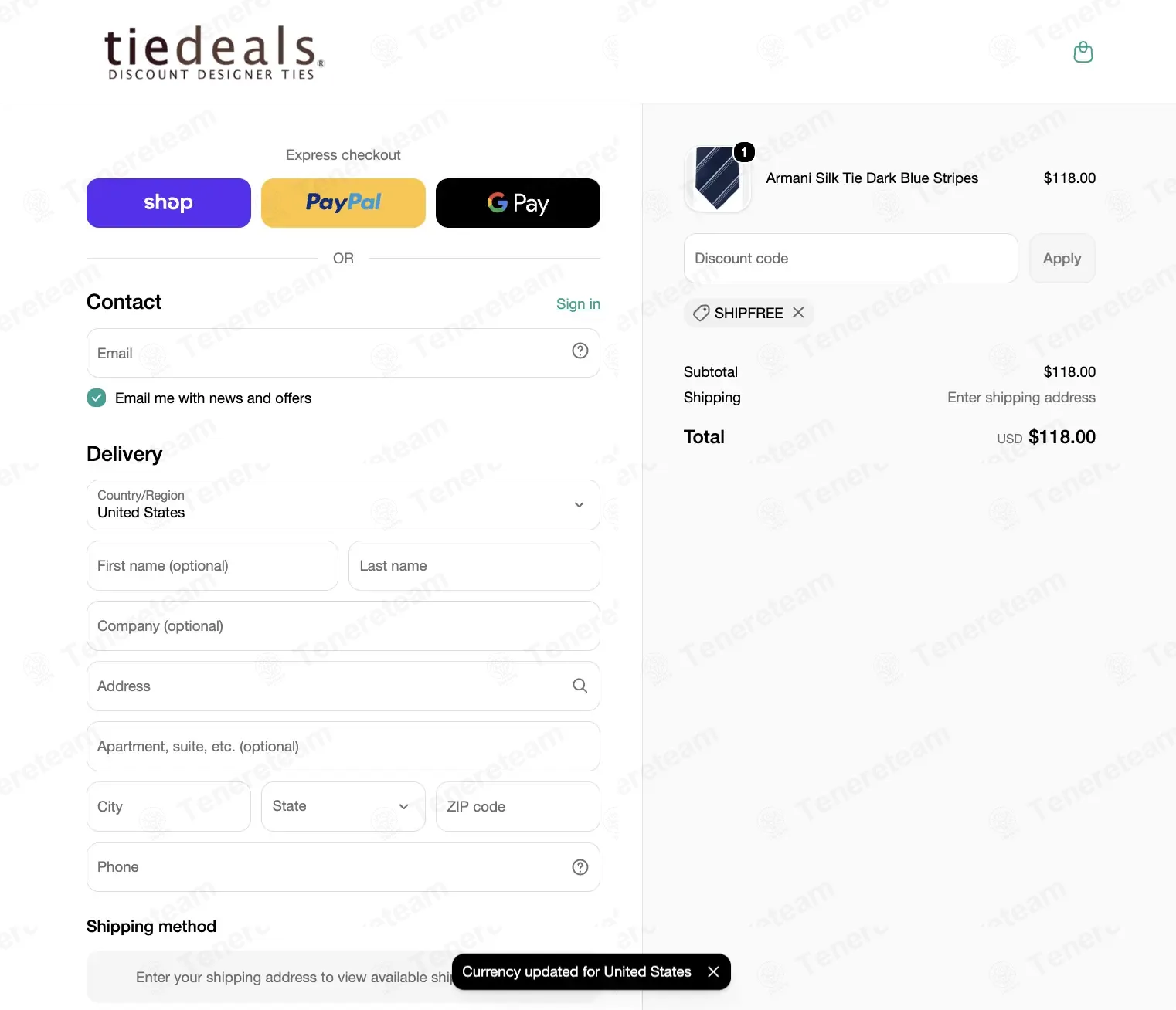 Tie Deals coupon code: Sale off with SHIPFREE. Tested and valid as 2 weeks ago.