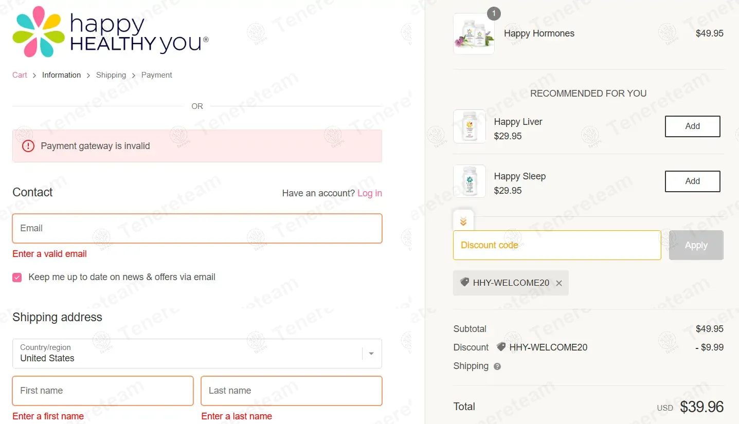 Happy Healthy You coupon code: 20% off with HHY-WELCOME20. Tested and valid as 9 months ago.