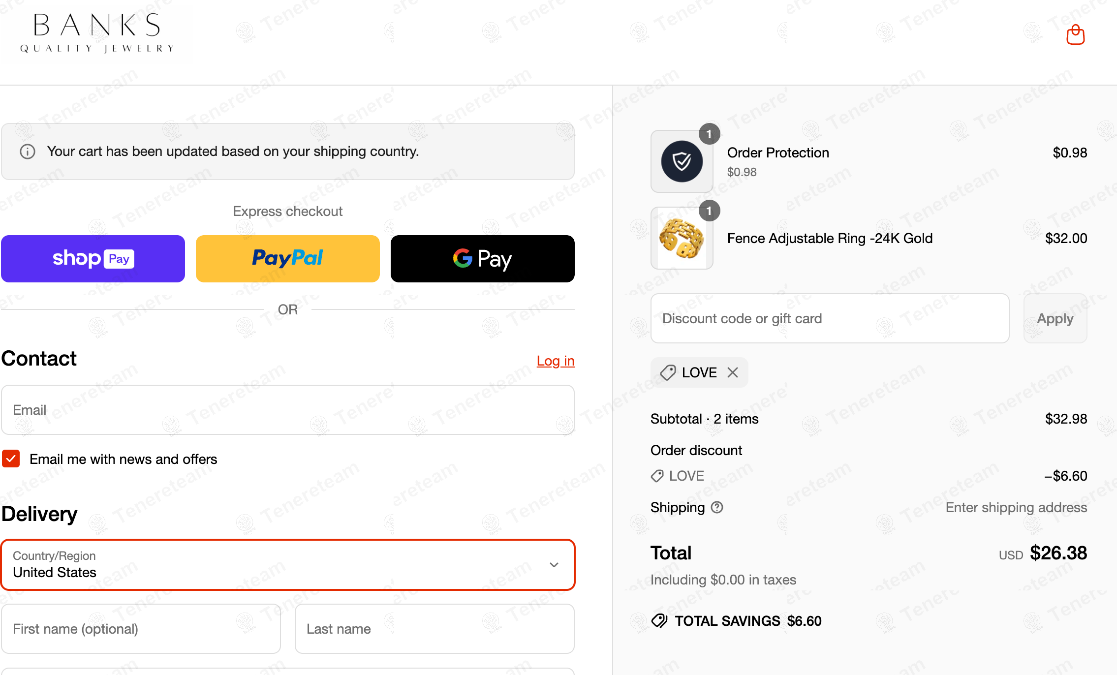 Banks Jewelry coupon code: 20% off with LOVE. Tested and valid as 1 year ago.