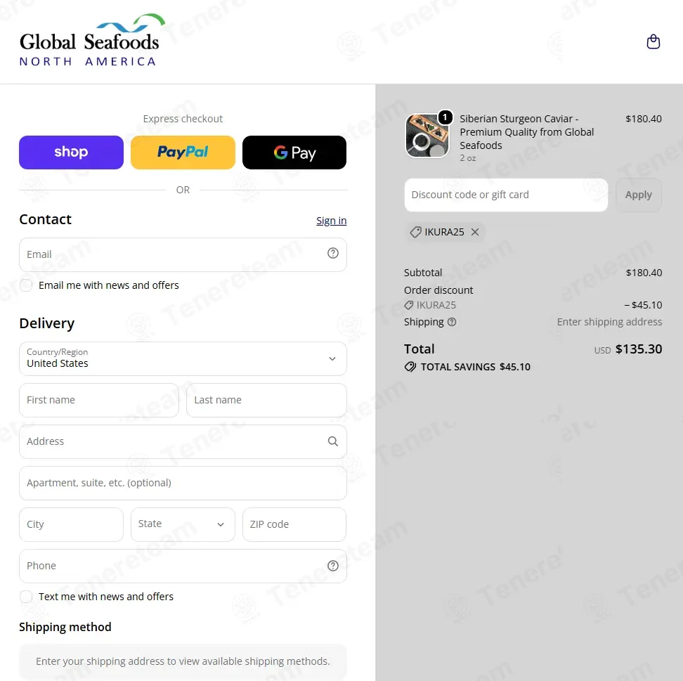 Global Seafoods coupon code: 25% off with IKURA25. Tested and valid as 2 days ago.