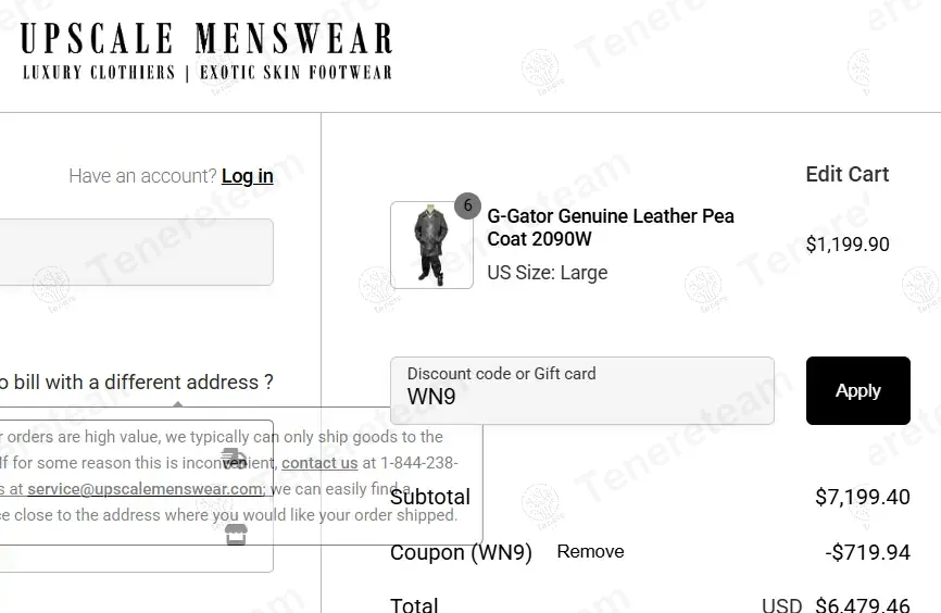 Upscale Menswear coupon code: 10% off with WN9. Tested and valid as 1 year ago.