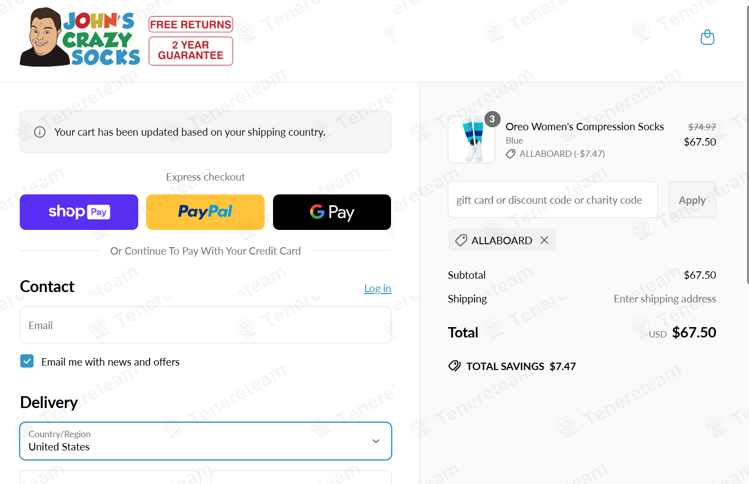 Johns Crazy Socks coupon code: 10% off with ALLABOARD. Tested and valid as 1 year ago.