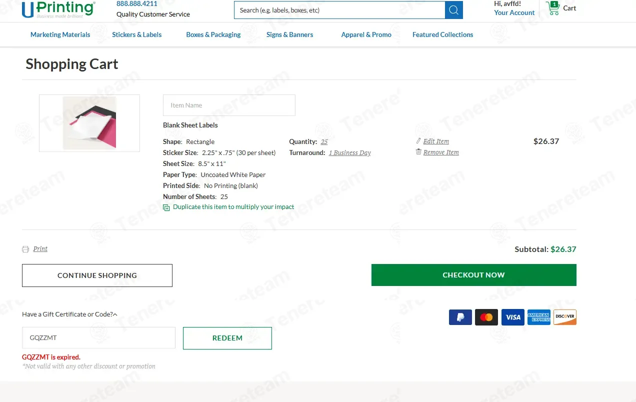 Uprinting coupon code: 15% off with GQZZMT. Tested and valid as 4 months ago.