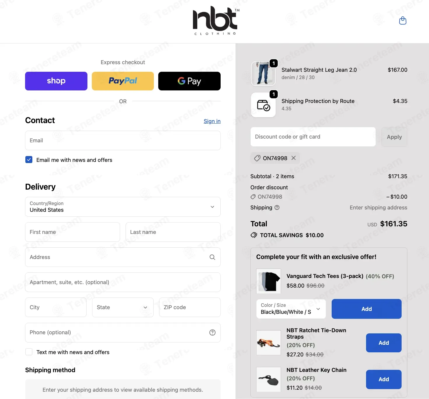 NBT Clothing coupon code: $10 off with ON74998. Tested and valid as 1 week ago.