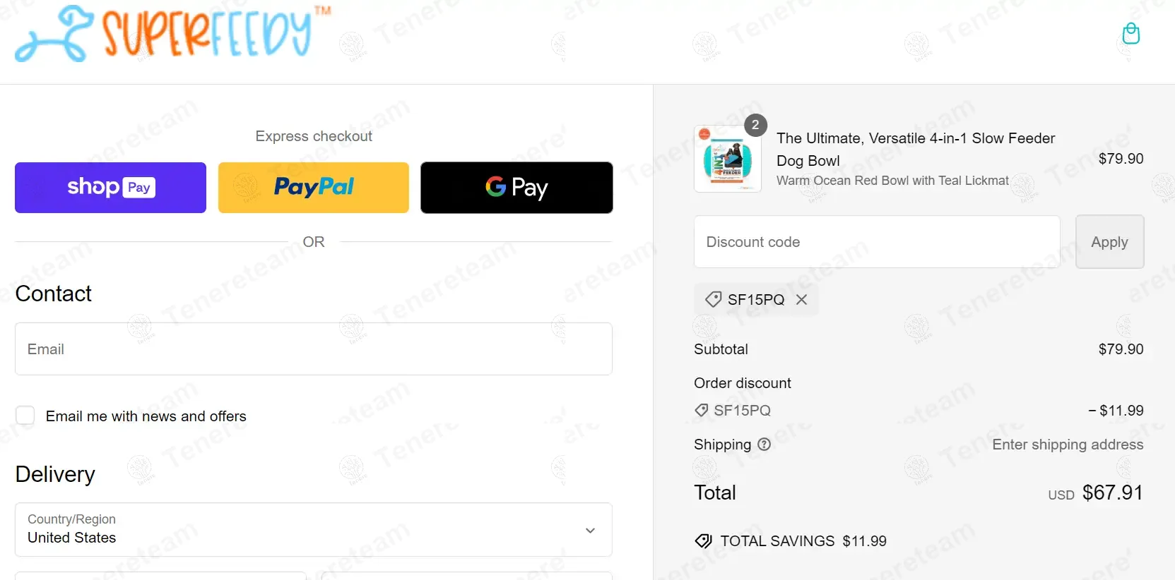 Super Feedy coupon code: 15% off with SF15PQ. Tested and valid as 1 year ago.