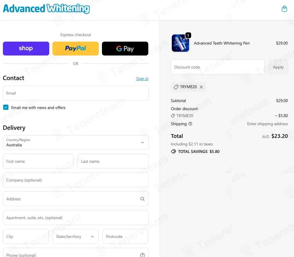 Advance Whitening coupon code: 20% off with TRYME20. Tested and valid as 1 day ago.