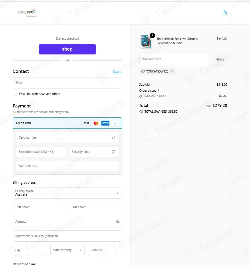 Spectrum Tuition Digital Shop coupon code: 20% off with YOUCANDOIT20. Tested and valid as 1 day ago.