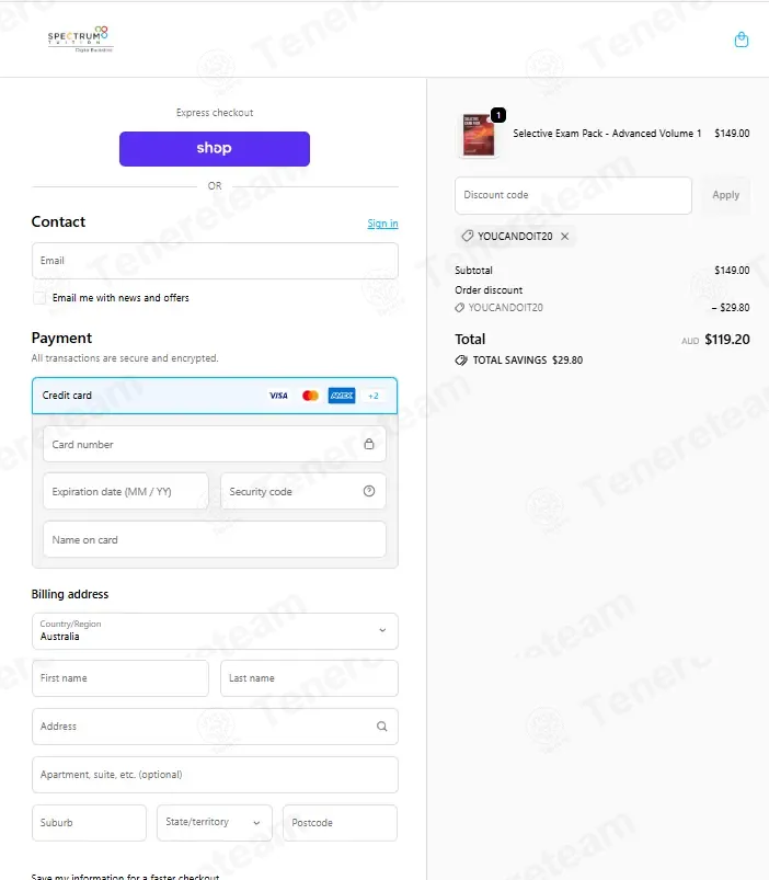 Spectrum Tuition Digital Shop coupon code: 20% off with YOUCANDOIT20. Tested and valid as 1 day ago.