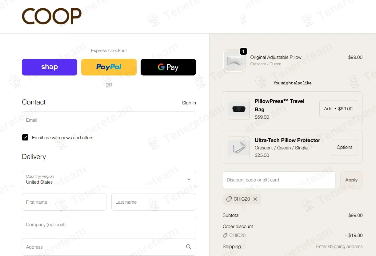 Coop Sleep Goods coupon code: 20% off with CHIC20. Tested and valid as 9 months ago.