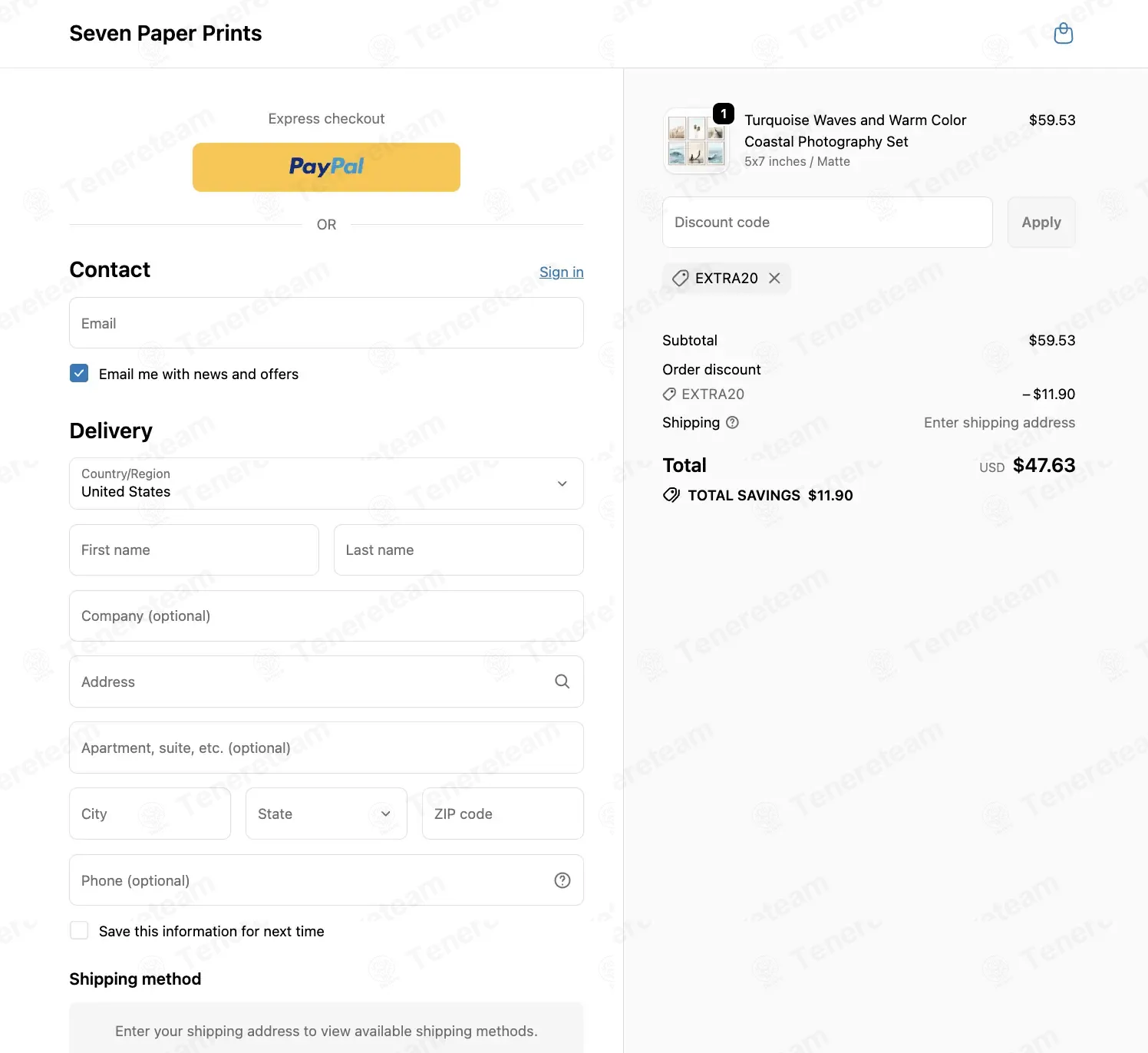 Seven Paper Prints coupon code: 20% off with EXTRA20. Tested and valid as 2 weeks ago.
