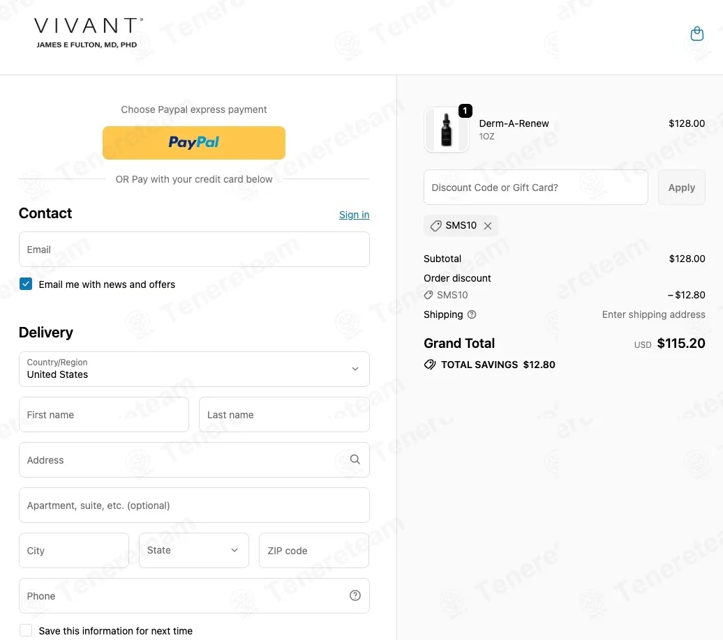 Vivant Skin Care coupon code: 10% off with SMS10. Tested and valid as 6 months ago.