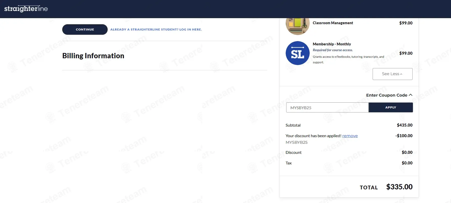 Straighterline coupon code re-checked and confirmed working at checkout